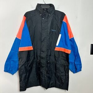 VTG 90s Reebok Windbreaker Full Zip  Color Block Black Blue Orange Mens Large
